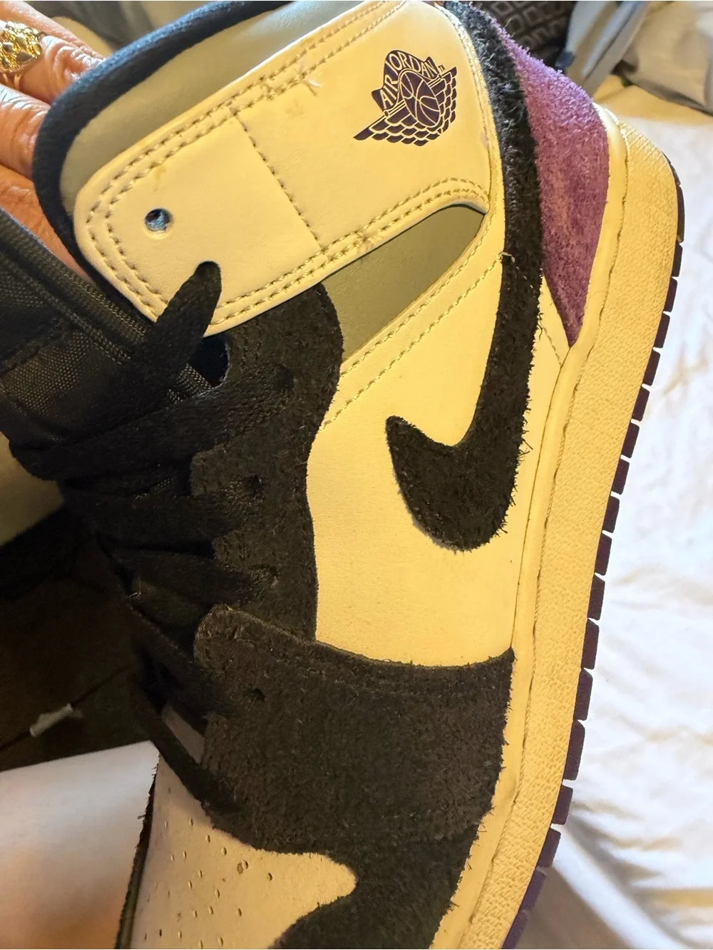Nike Kids White, Black & Purple High-Top Sneakers - Youth